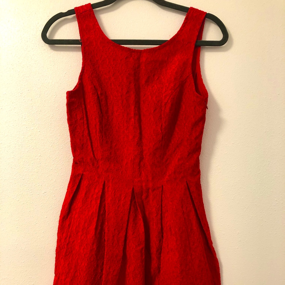 knee length red dress